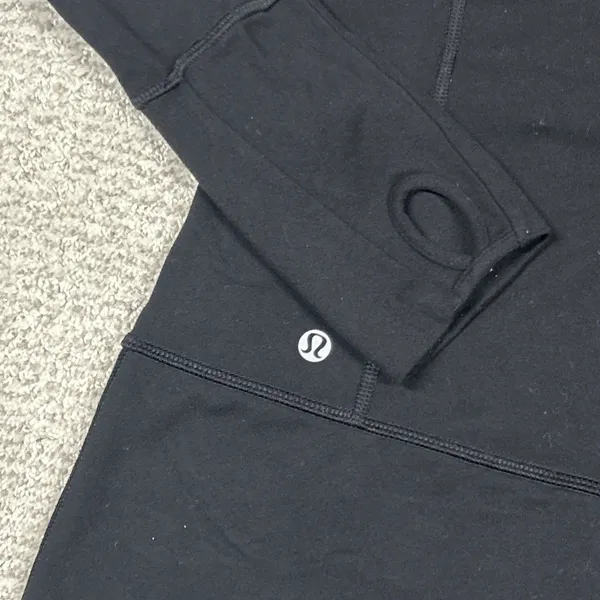 Lululemon Black Jacket Womens 6 Full Zip Hooded High Neck Running Top Pockets - Image 9