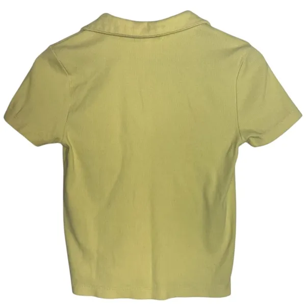 Vans Women's XS Cassie Polo Pale Yellow Casual V-neck Ribbed Skater Casual‎ - Image 4