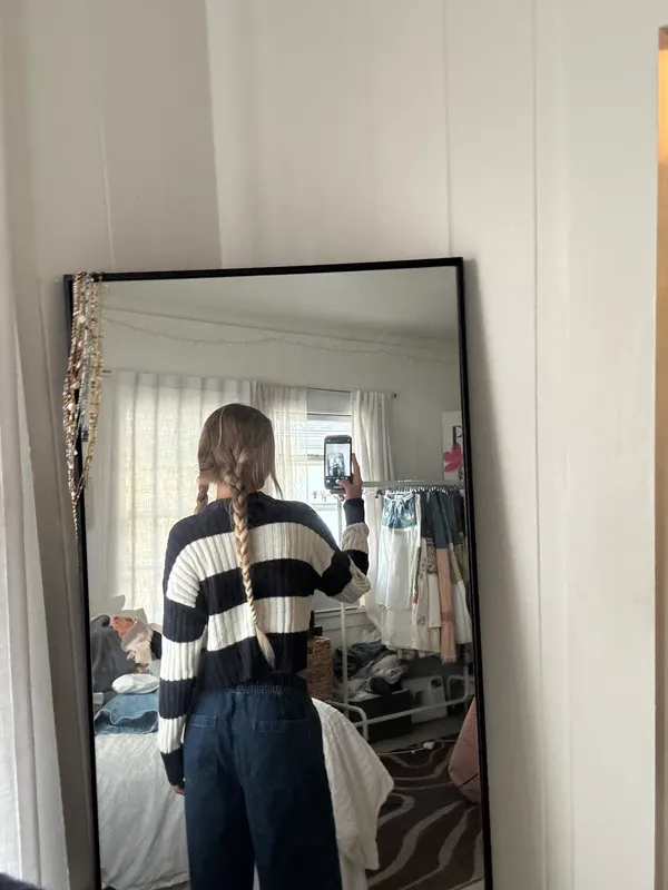 Navy And White Stripe Sweater - Image 2