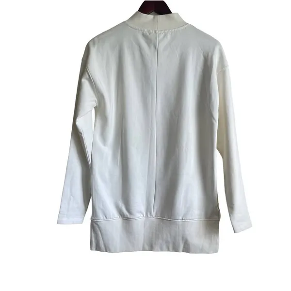 Noisy May Cream Textured Mock Neck Sweatshirt‎ XS Side Zip Minimalist Scandi Top - Image 2