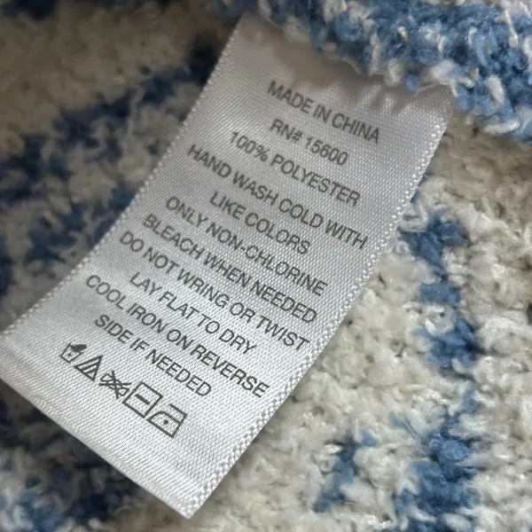 Berkley Jensen Blue White Nordic Floral Fleece Quarter Zip Pullover Small - Image 6