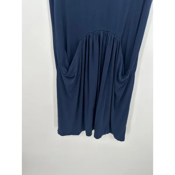 Garnet Hill Womens Blue T-Shirt‎ Dress Pockets Size XS Stretch Modest Comfort - Image 3