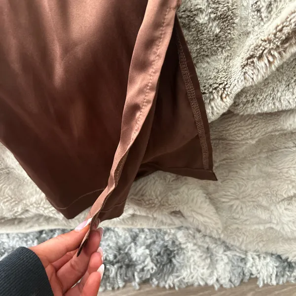 Pretty Little Thing Silk Pants Brown - Image 2