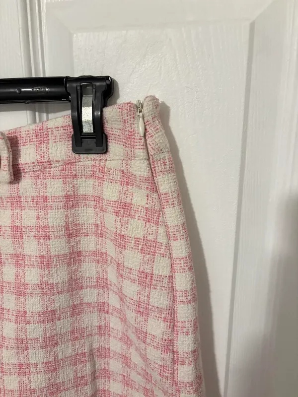Zara pink and white checkered gingham mini skort - Image 4