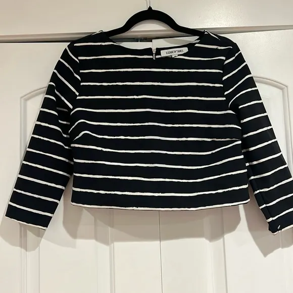 Elizabeth and James Jayren Crop Top Black White Stripe Womens‎ medium - Image 3