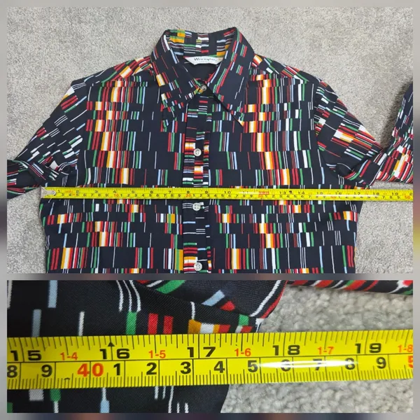 Vintage Wrangler Shirt Womens 32 Multicolor Geometric Button 70s Cowgirl Western - Image 8