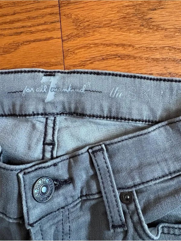 7 For All Mankind The Skinny Gray Stretch Jeans Size 25 - Image 2