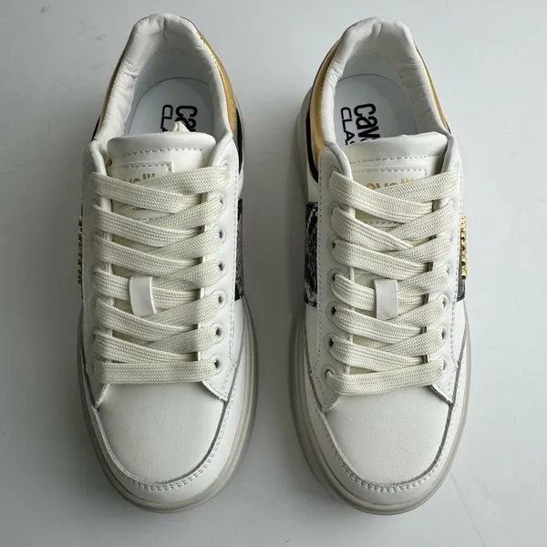 Roberto Cavalli leather White and Gold Women's Sneakers - Image 8