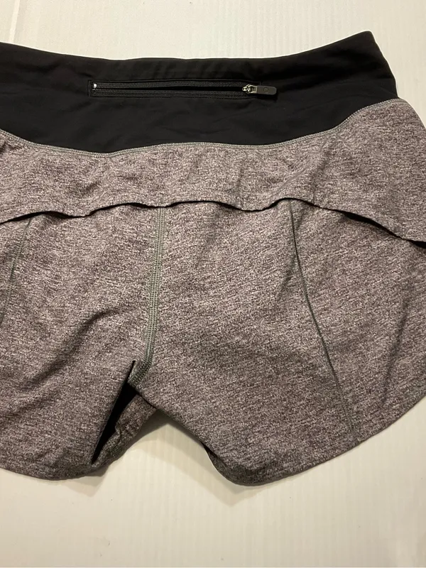 Lululemon Speed Up Short Long *4" Updated Fit Heather Lux Multi Gray Black Sz 4 - Image 7