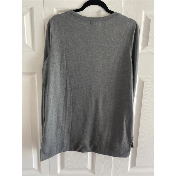 C. Wonder Time To Wine Down Sweatshirt Womens Size M Gray Graphic‎ Pocket Top - Image 7