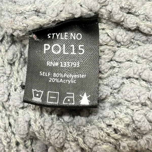 POL Women's Popcorn Chenille Hooded Sweater Grey S Oversized Cabincore Cozy - Image 7