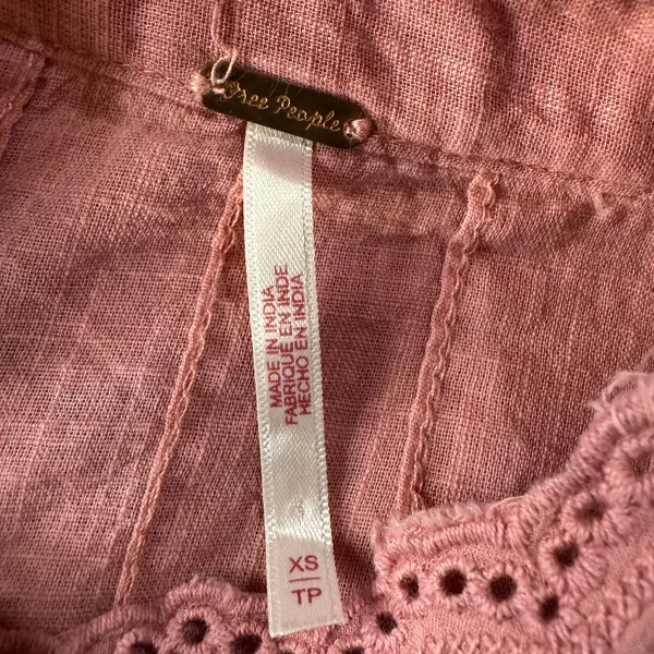 Free People X-Small Hit the Road Top Ruffle Button Puff Sleeve Lightweight Pink - Image 11
