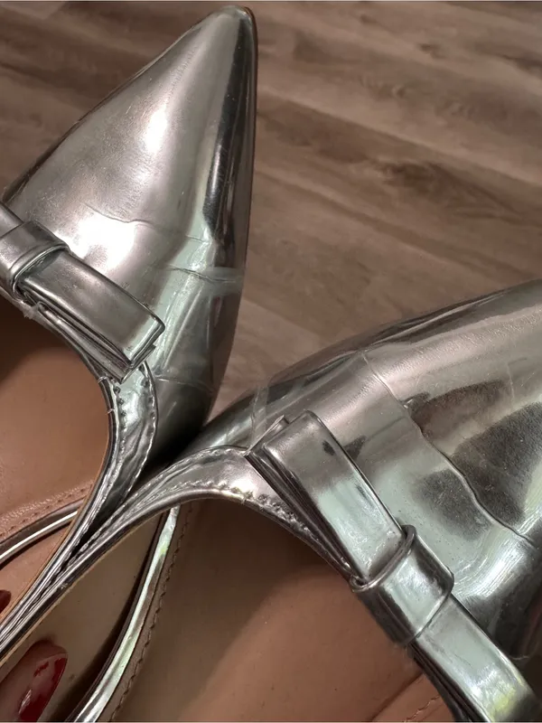 Crown & Ivy Remi Kitten Heel Slingback Silver Women’s 7.5 Bow Pointed Toe Shoes - Image 8