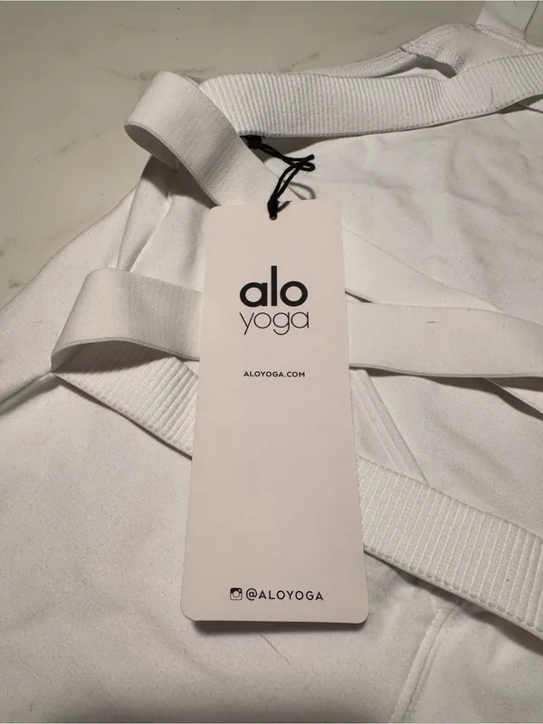 ALO Yoga White Cross-Strap Performance Tank - Image 4