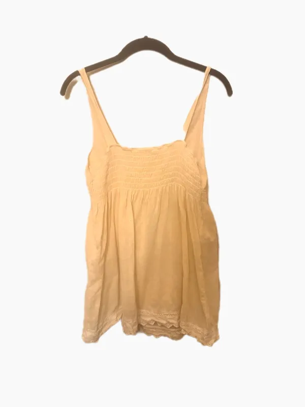 Y2K Vintage Womens Cream Lace-Trim Square Neck Babydoll Tank Top - Image 3