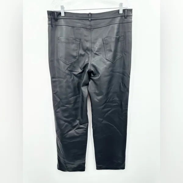Marcella Women's Julien Black Vegan Leather‎ Wide Leg Pants Size XL NEW - Image 3