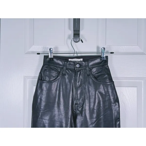 Abercrombie Curve Love Faux Leather Ankle Straight Pants Size 23 (000) Black - Image 5