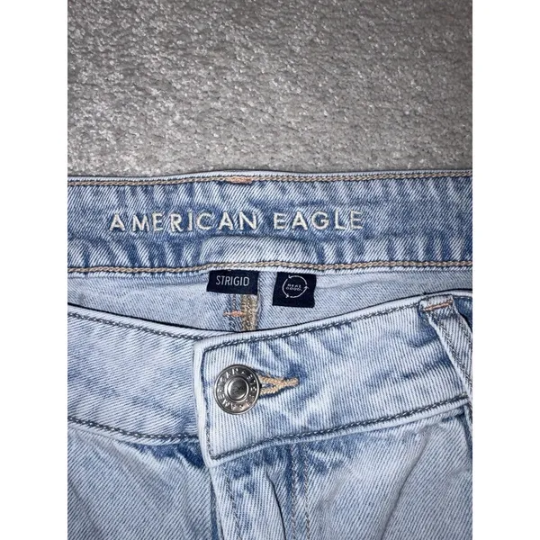 american eagle super high rise baggy wide leg ankle 14 Short Distressed Lt Wash - Image 3