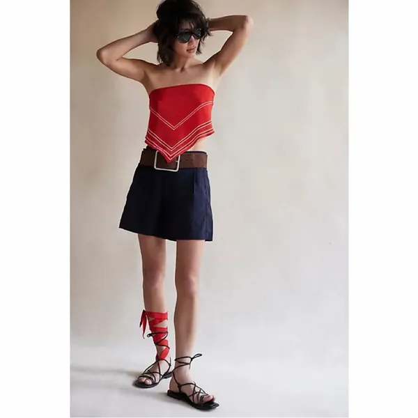 Free People Perfect Prep Trouser Shorts‎ Navy Sz.6 - Image 3