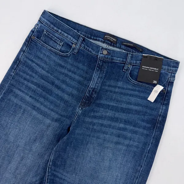Banana Republic High Rise Wide Leg Crop Denim Jeans Dark Wash Plus Size 35 NWT - Image 3