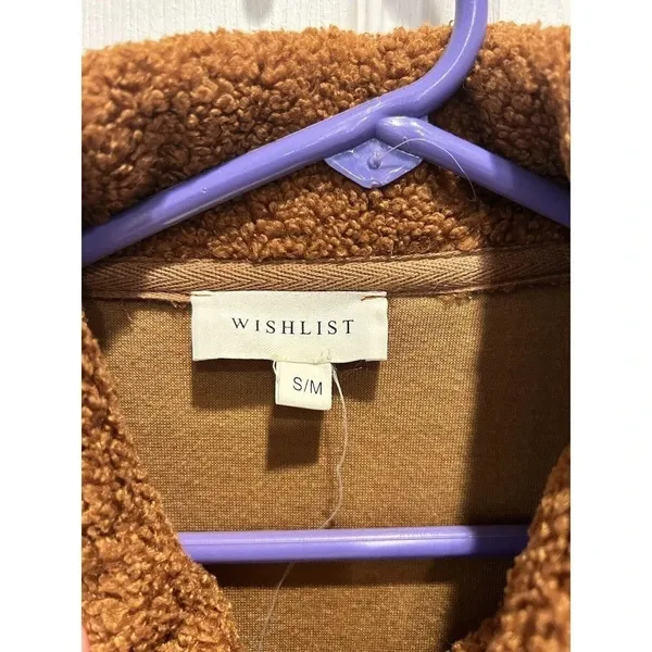 Wishlist Rust Brown Teddy Sherpa‎ Shacket Button Front Fleece Jacket Womens S/M - Image 5