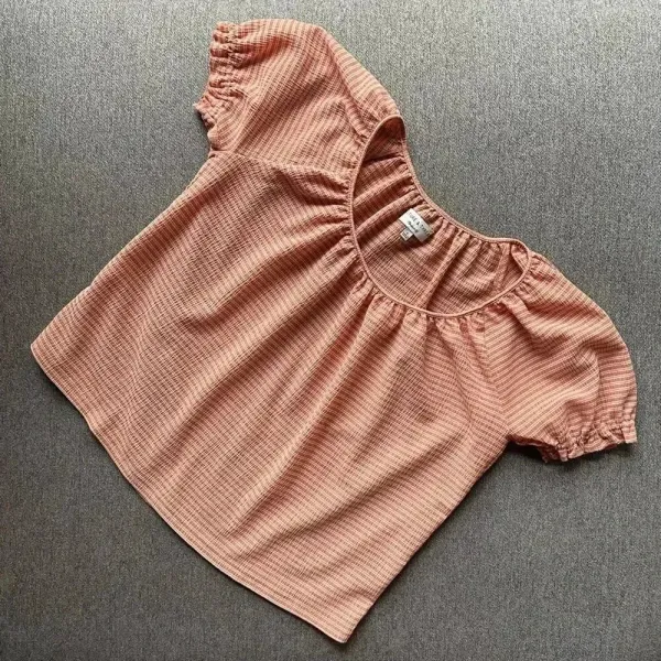 Madewell Texture & Thread Short Sleeve Peasant Blouse Top Small - Image 2