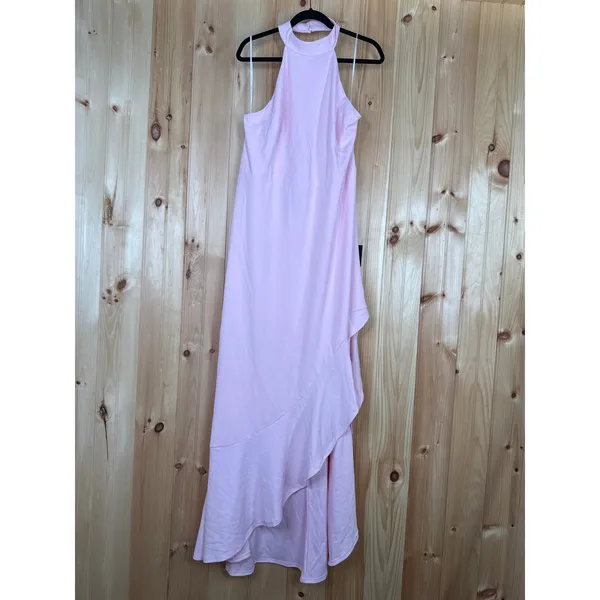 NWT Lulus Majestic Perfection Light Pink Ruffled Halter Maxi Dress Bride Size 2X - Image 3