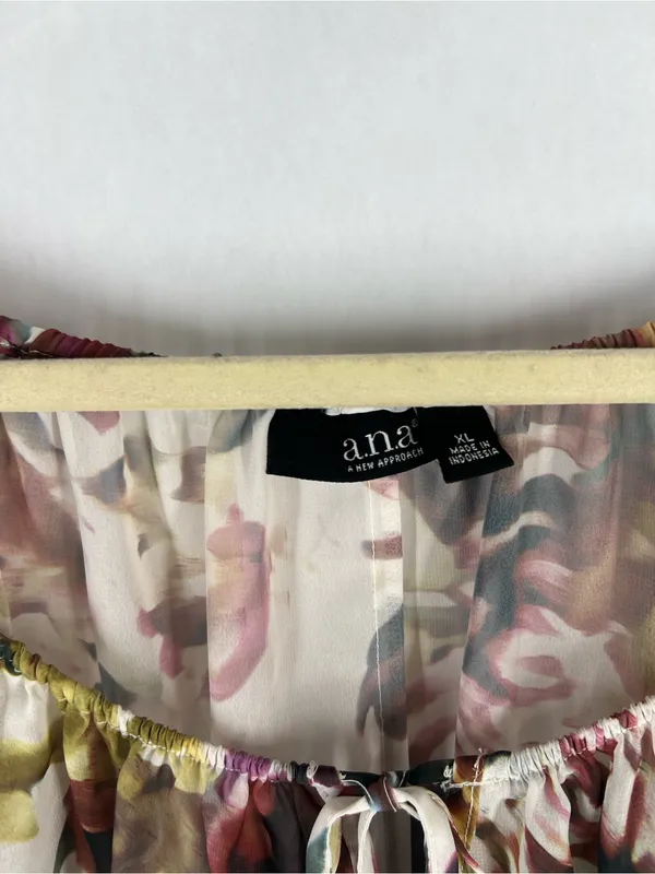 a.n.a Sheer Floral Peasant Blouse in‎ Cream, Green, Pink - Image 3