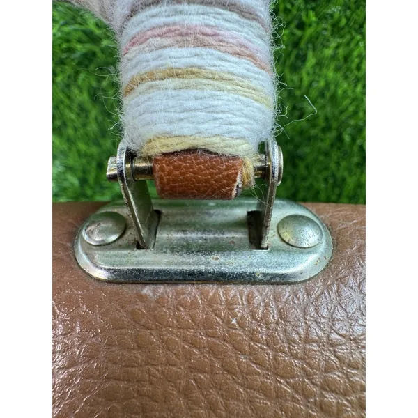 Dooney & Bourke All Weather Leather Bag Vintage Yellow Stitching,Braided Handle - Image 3