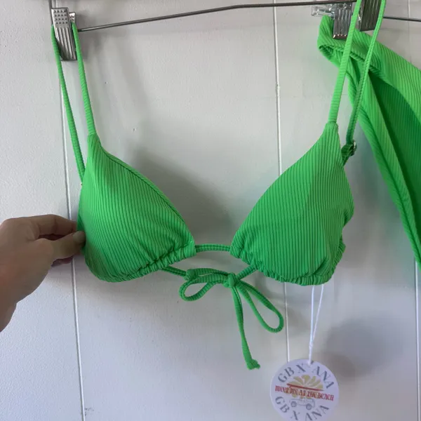 Grey Bandit x Ana Neon Green Ribbed Bikini Set M - Image 6