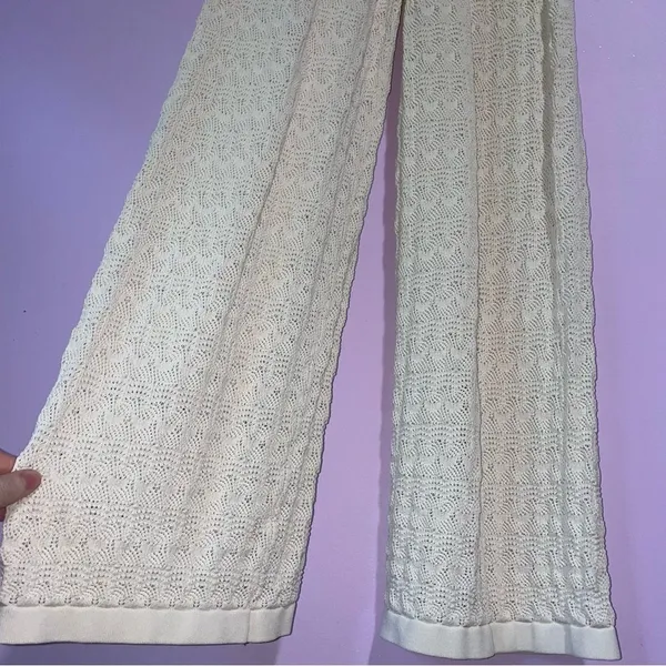 Princess Polly Elizondo Set Womens Size XS Cream Crochet Knit Wide Leg Resort - Image 4