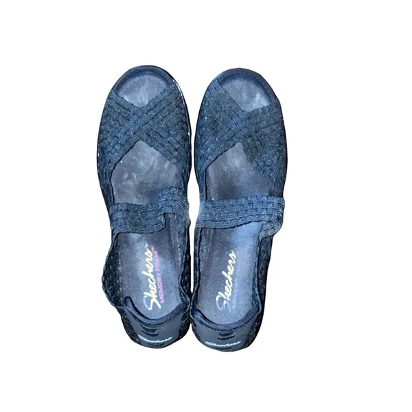 Skechers Walking Platform Slip on Mary Jane Open Toe Shoes Black size 8.5 - Image 4