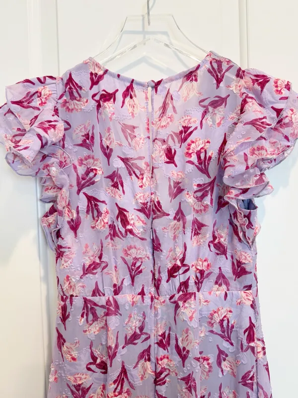 BHLDN Eva Flutter Sleeve Plunge V-neck Maxi Dress Floral Wedding Guest Occasion - Image 9