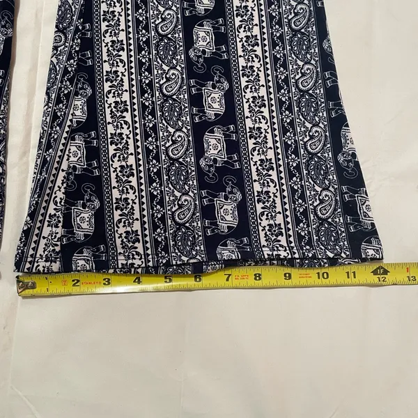 Daily Special Navy and White Patterned Women's Flare Pants, soft. - Image 4