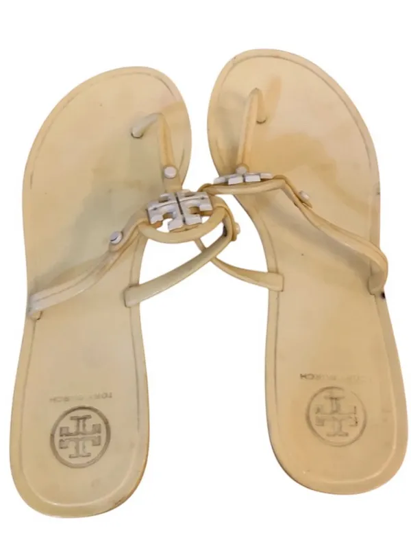 Tory Burch Cream white Mini Logo jelly Miller Sandals Resortwear vacation Costal - Image 5