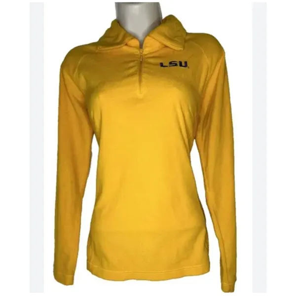 COLUMBIA l/sleeve 3/4 zip fleece in yellow gold and purple, $18, Size M, B53 - Image 5