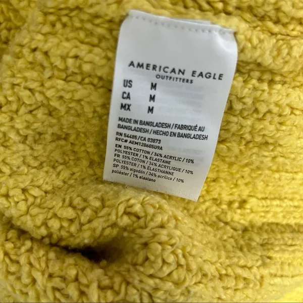 American Eagle Mustard Gold Chunky Knit Sweater Medium Oversized Fall - Image 6