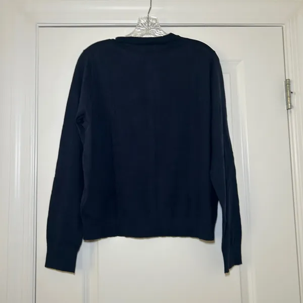 NWT J.Crew Classic Cardigan Navy Blue Button Front Cotton Sweater Womens L - Image 6