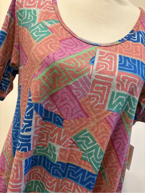 LuLaRoe Retro Floral Swing Tunic Top Size Small Black Mustard Teal Boho Artsy New With T - Image 3