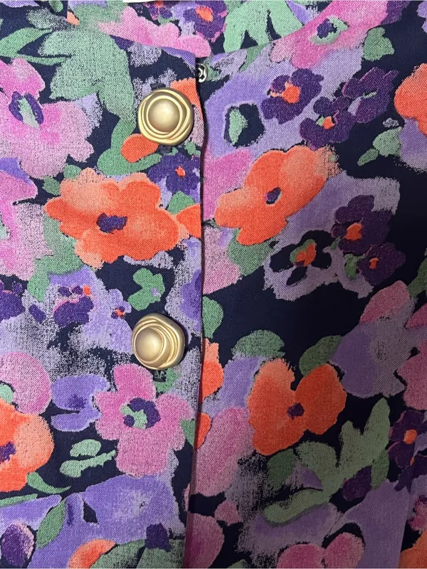 Vintage 80s 90s Positive Attitude Floral Rayon Midi Dress Small - Image 4