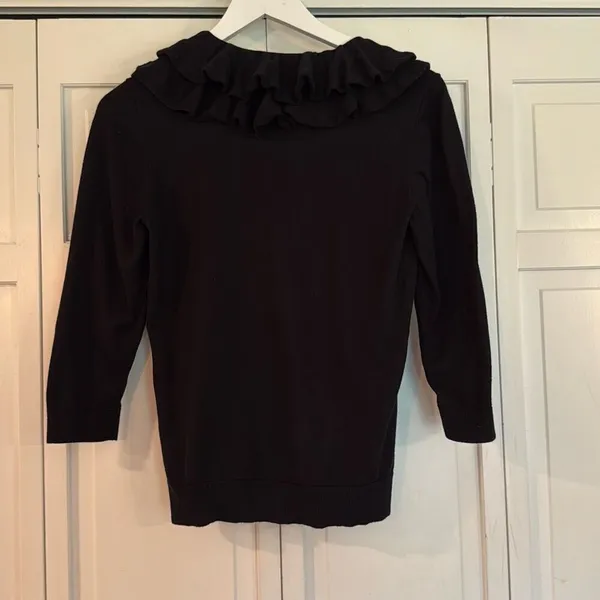 Lauren Ralph Lauren silk cotton blend ruffle neck sweater m - Image 5
