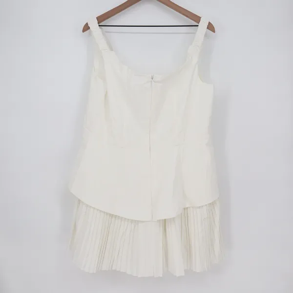 Showpo Izara Off Shoulder Pleated Mini Dress Off White US 16 - Image 9
