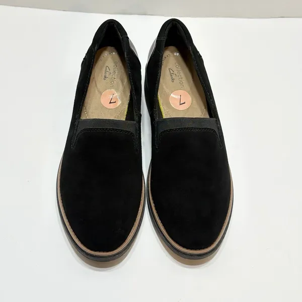 Clarks Sharon Dolly Wedge Loafer Shoes Casual Slip On Black Women's 7M Casual - Image 6