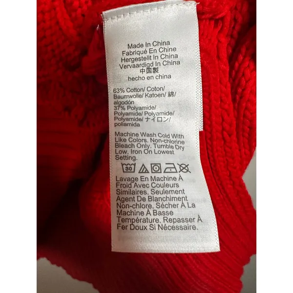 J.Crew Womens Red Cable-Knit Side-Slit Crewneck‎ Sweater BM401 L-XL NEW - Image 8