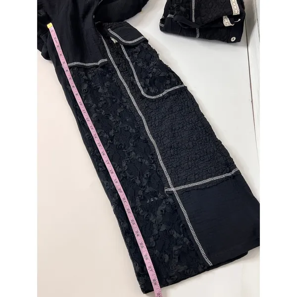 POL Black Lace Mixed Media Utility 2 Piece Matching Set Jacket Pants Small - Image 15
