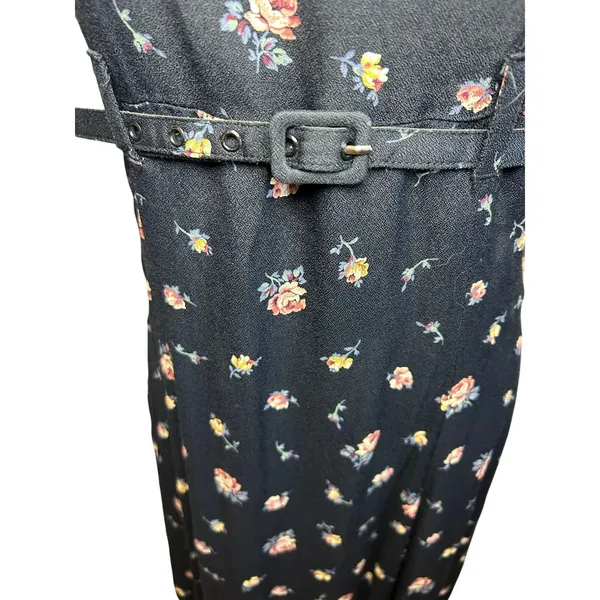 VTG 90s Decked Out Floral Belted Maxi Grunge Whimsigoth Medium Y2K Retro Boho - Image 8