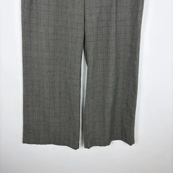 American Eagle Poppy Trouser Wide Leg Grey Plaid Academia Career Pant Size 12 - Image 4