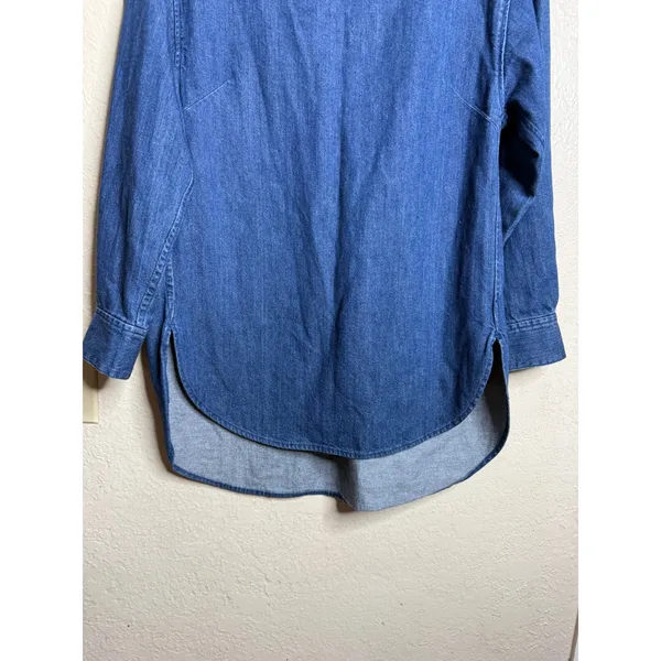 GALLARDAGALANTE Denim TUnic Blouse Boat Neck Cotton Japanese Size F One Size - Image 7