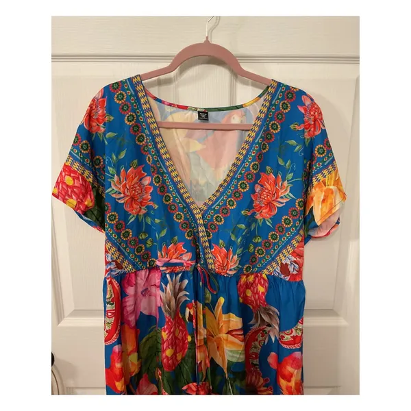 NWOT SHEIN Curve V-Neck Tropical Floral Maxi Dress, 1XL - Image 3