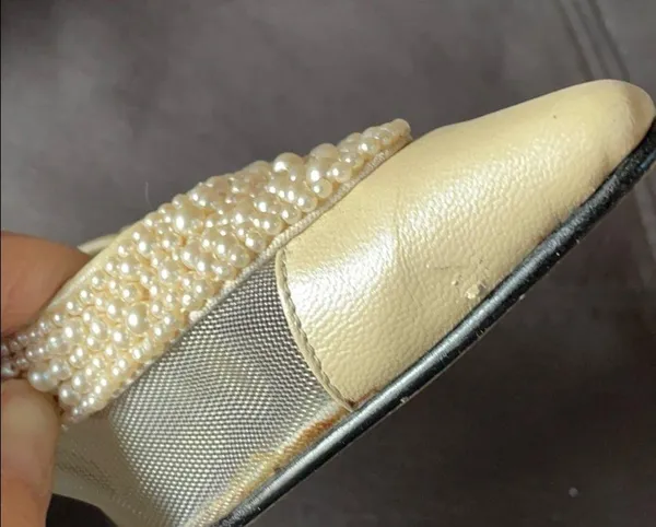 J. RENÉE Faux Pearl & Net Cream Color Heels 5.5 - Image 10